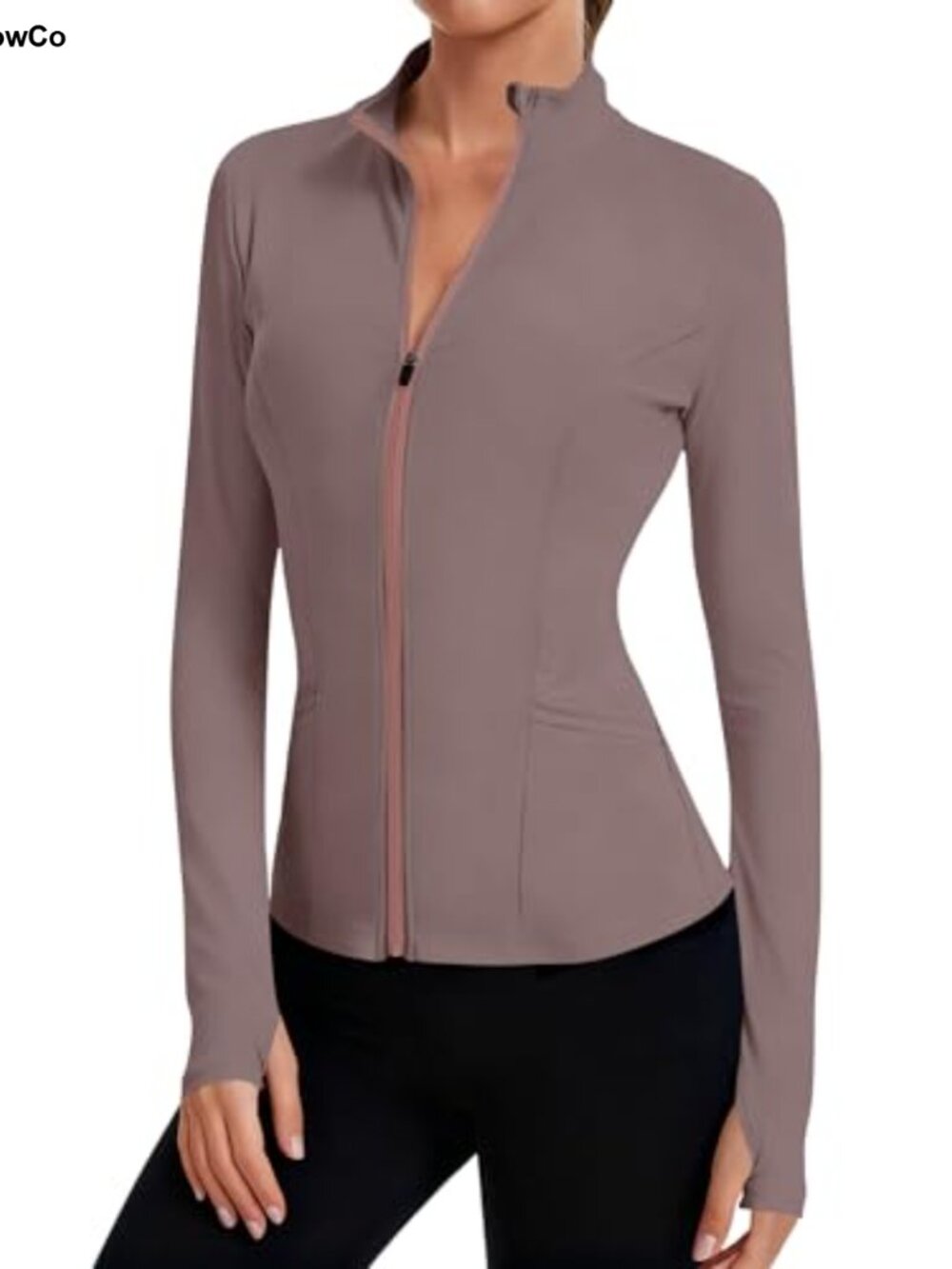LOMON Women's Athletic Cropped Zip Up Jacket Thumbholes Workout Yoga